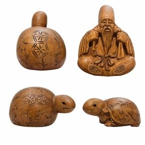 Oleksander Derkachenko 1995 Dual-Form Turtle Man Netsuke Ukrainian Folk Carving